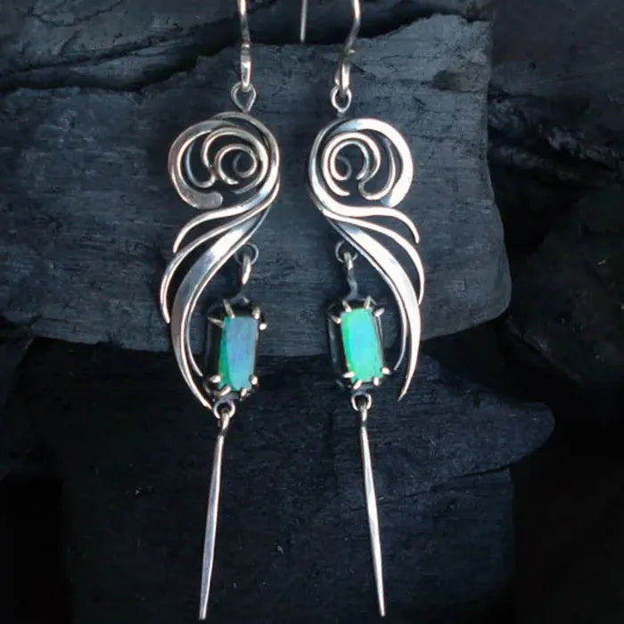 Vintage Zinc Alloy Irregular Geometric Spiral Tassel Earrings for Women Small Pendant