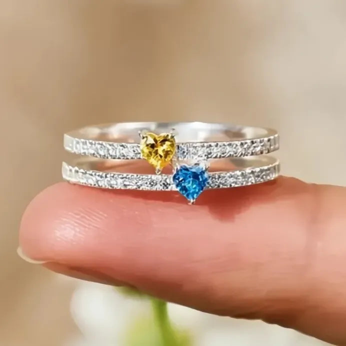 Dainty Heart Cubic Zirconia Ring for Women Stylish Shiny Party Jewelry