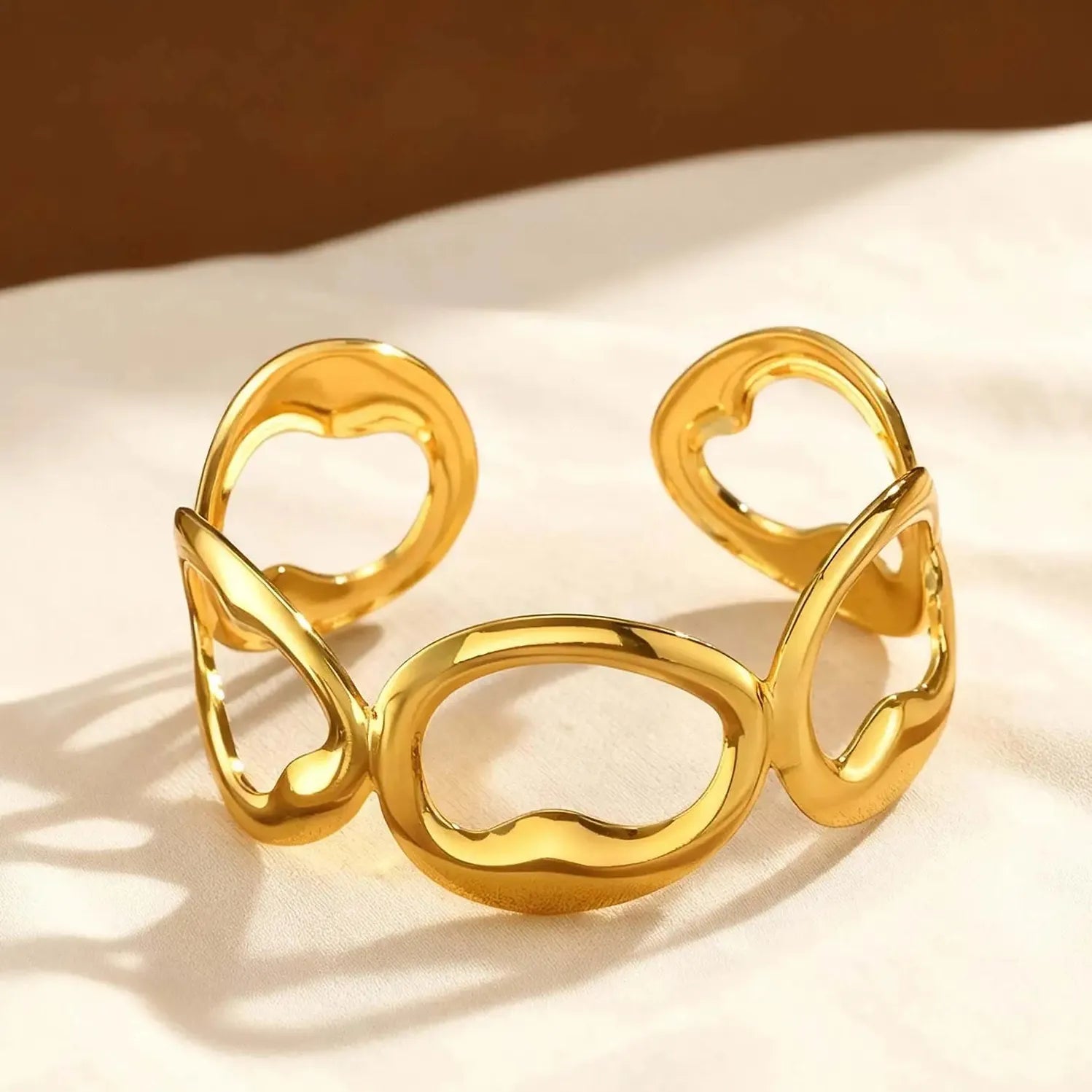 Luxury Stainless Steel Silk Scarf Cuff Bracelet for Women Vintage Gift
