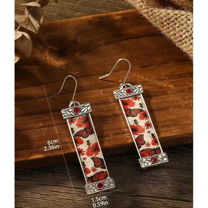 Vintage Tribal Geometric Drop Earrings for Women Zinc Alloy Metal Gift