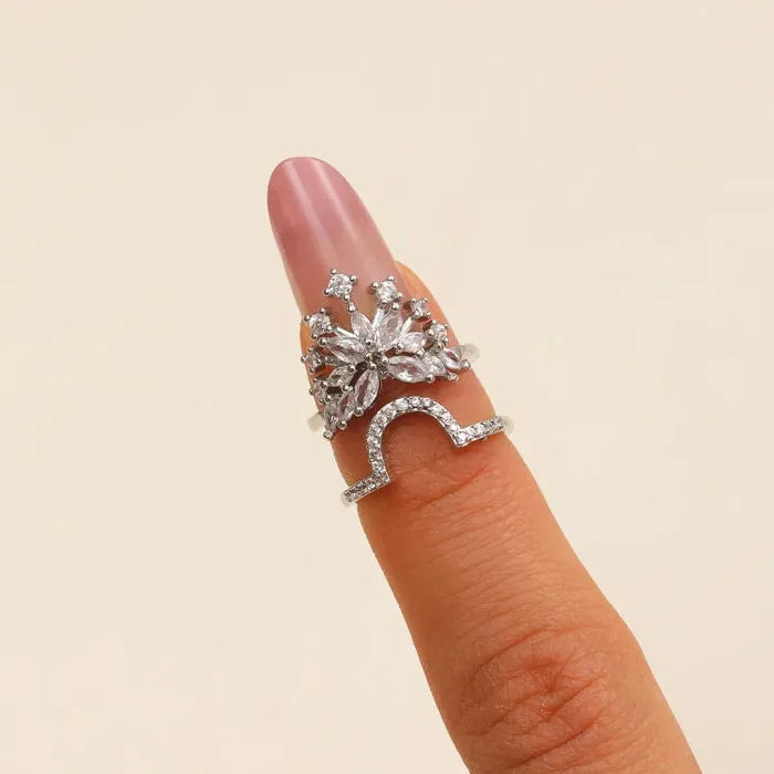 Adjustable Zircon Nail Ring for Women Retro Punk Jewelry Gift Trendy Geometric