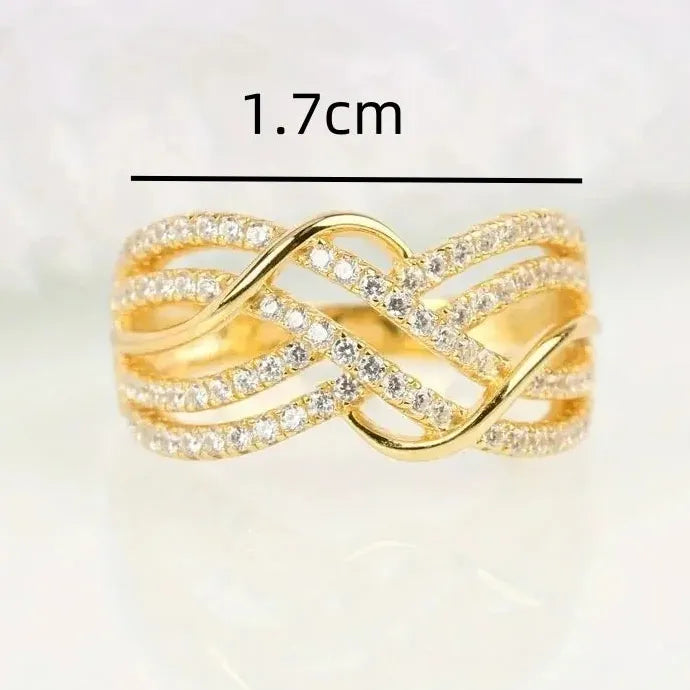 European American Full Diamond Female Ring Zinc Alloy Fashion Classic Style