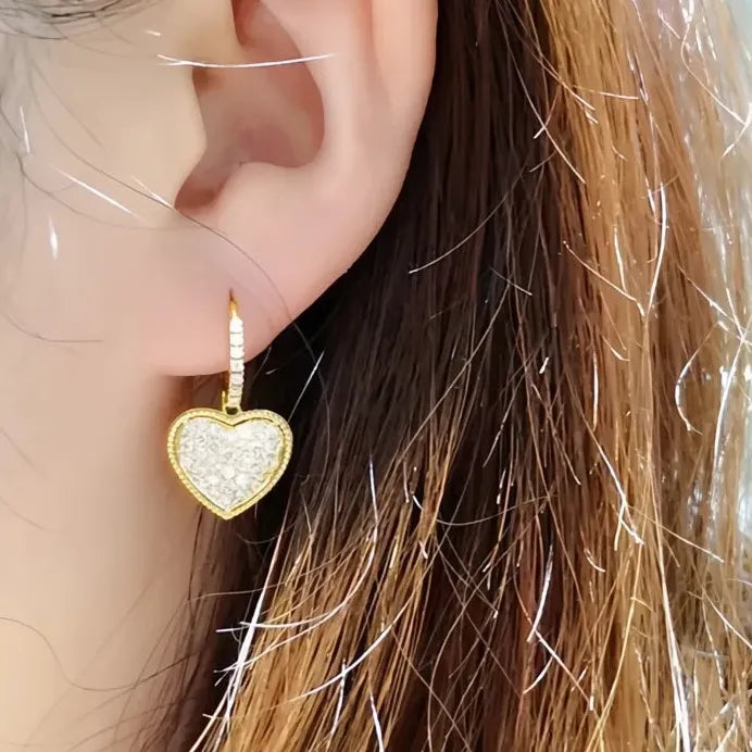 Elegant Heart Drop Cubic Zirconia Earrings for Women Engagement Jewelry