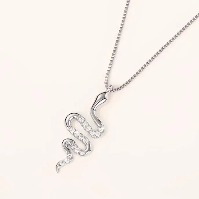 Geometric Snake Pendant Necklace with Cubic Zirconia Copper Alloy Gift for Women