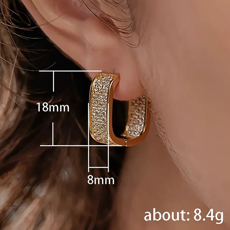 Bling Bling Cubic Zirconia Hoop Earrings for Women Luxury Gold Silver Fashion Jewelry