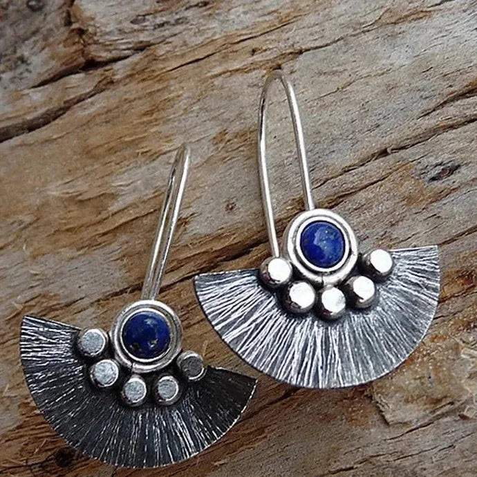 Vintage Fan-Shaped Flower Wreath Zinc Alloy Earrings for Women Daily Jewelry