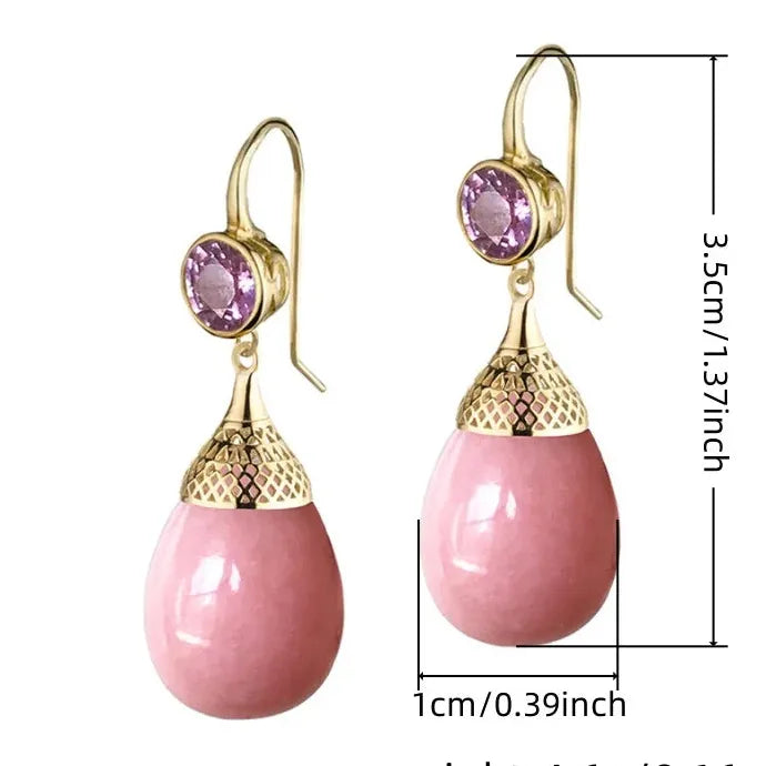 Elegant Round Multi-Color Synthetic Gemstone Pendant Earrings Zinc Alloy Jewelry