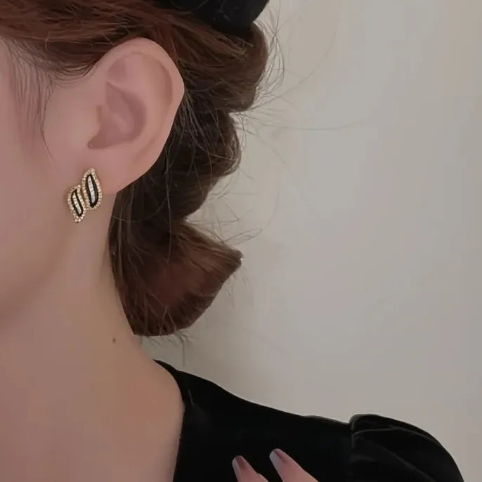 Geometric Cubic Zirconia Stud Earrings for Women in Copper Alloy Jewelry