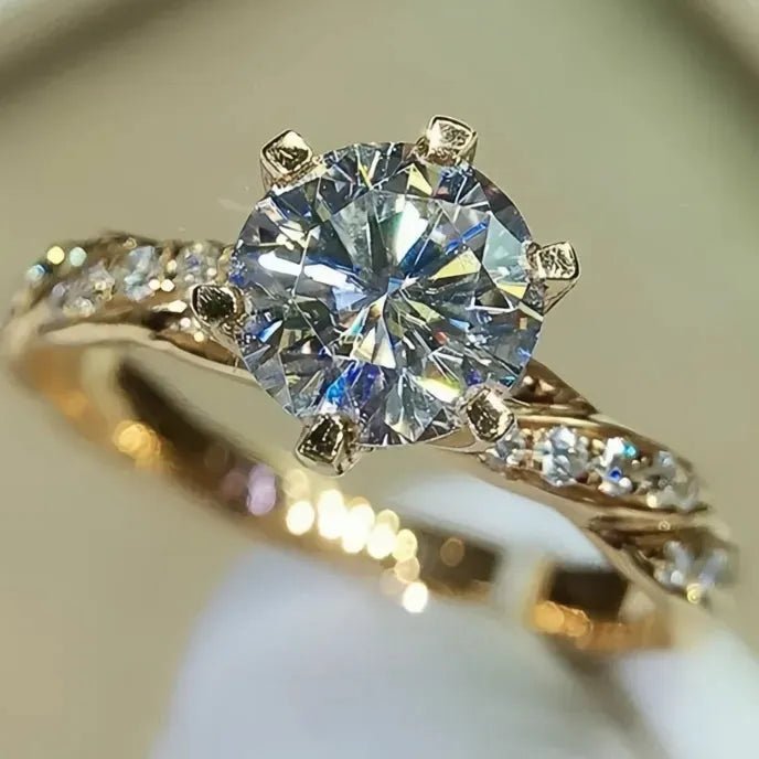 Luxury Women Wedding Rings Cubic Zirconia Gold Color Engagement Proposal Fashion Jewelry