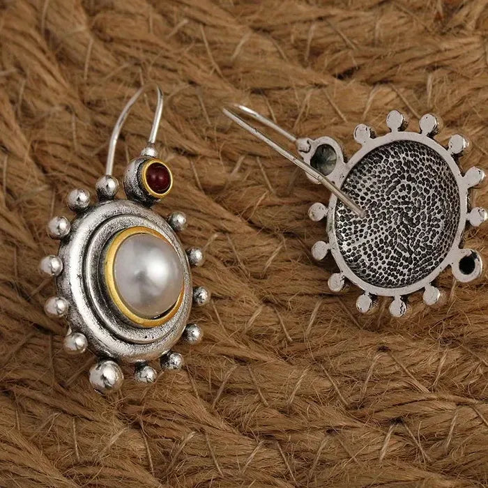 Vintage Bohemian Chic Silver Plated Pearl Drop Earrings for Women Souvenir