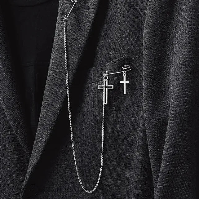 Punk Double Chain Zinc Alloy Brooch Unisex Hip Hop Street Fashion Jewelry