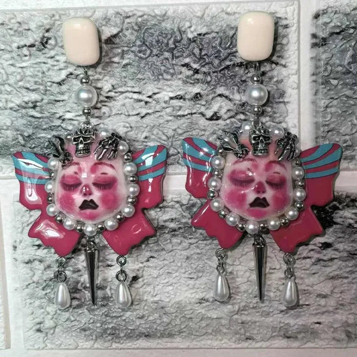 Neo-Gothic Ceramic Copper Geometric Drop Earrings for Women Jewelry Gift