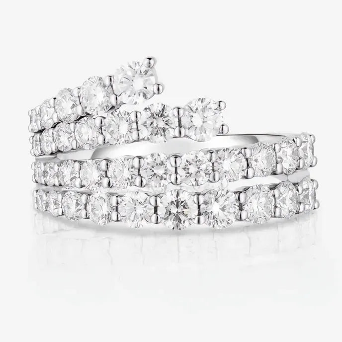 Cubic Zirconia Silver Color Geometric Band Ring Women Bridal Wedding Jewelry Party Accessory