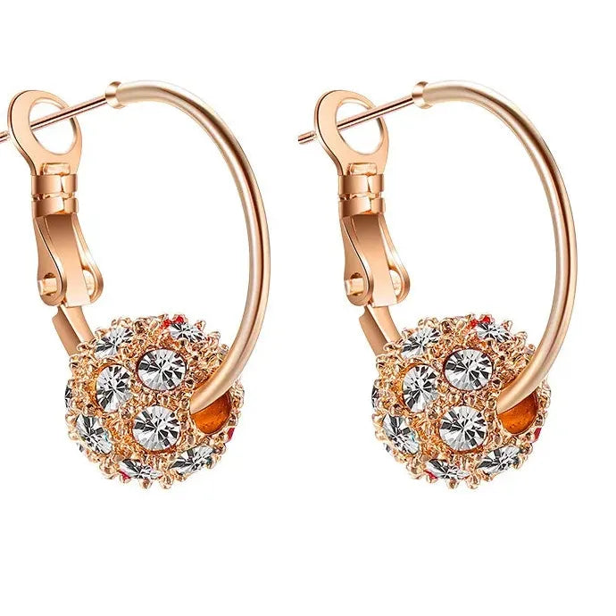 Women Lucky Beads Crystal Earrings Colorful Balls Inlaid Zircon Jewelry