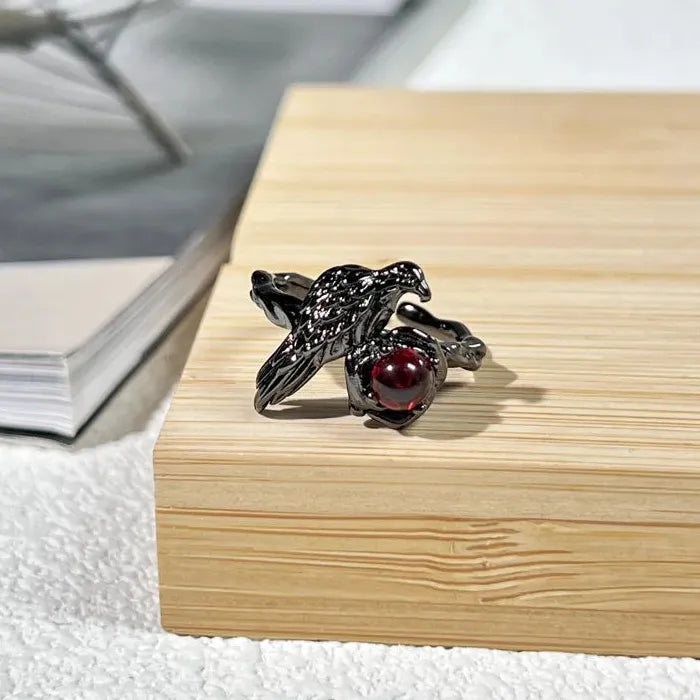 Black Thorn Crown Ring Y2K Punk Adjustable Zircon Statement Gift