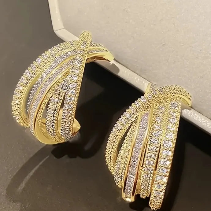 Claw Shaped Women Hoop Earrings Copper Alloy with Cubic Zirconia Jewelry
