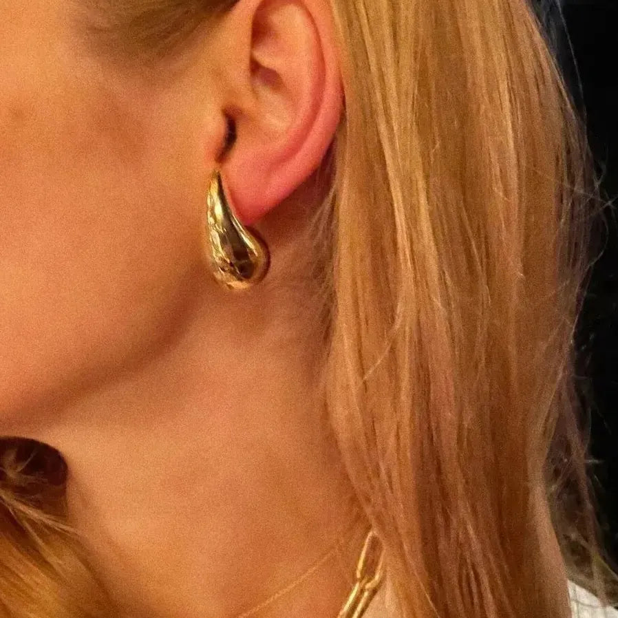 Gold Water Drop Acrylic Stud Earrings for Women 3 Sizes Silver Post