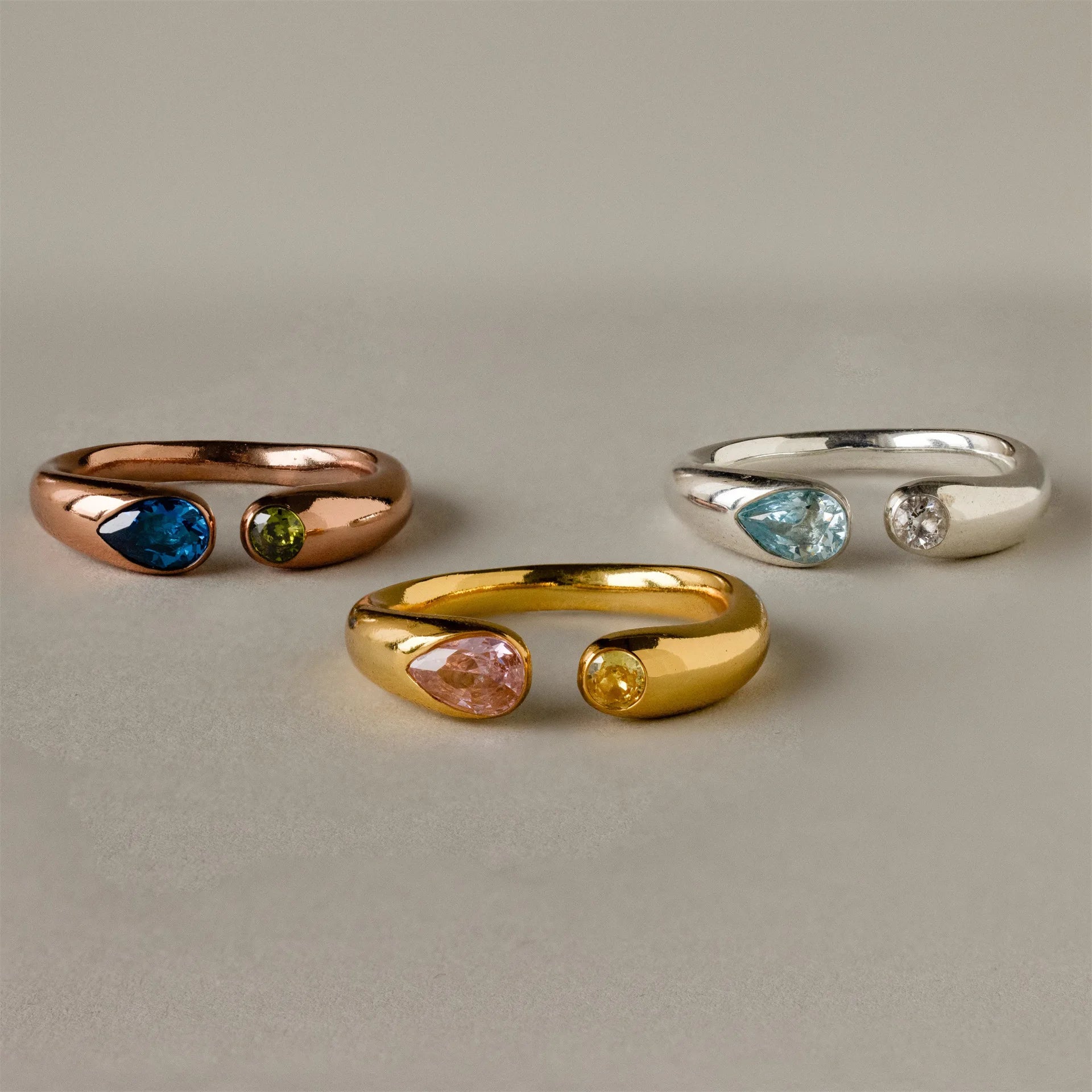 18k Gold Plated Stainless Steel 12 Month Birthstone Water Droplet Zircon Ring