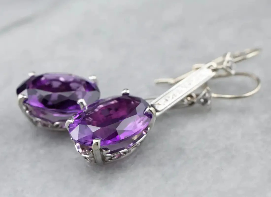 Purple Zirconia Geometry Drop Earrings Women Girls Metal Party Jewelry INS Style
