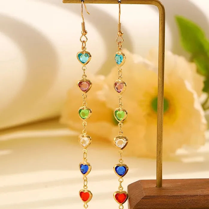 Classic Colorful Zircon Oval Drop Earrings for Women Vintage Style Jewelry