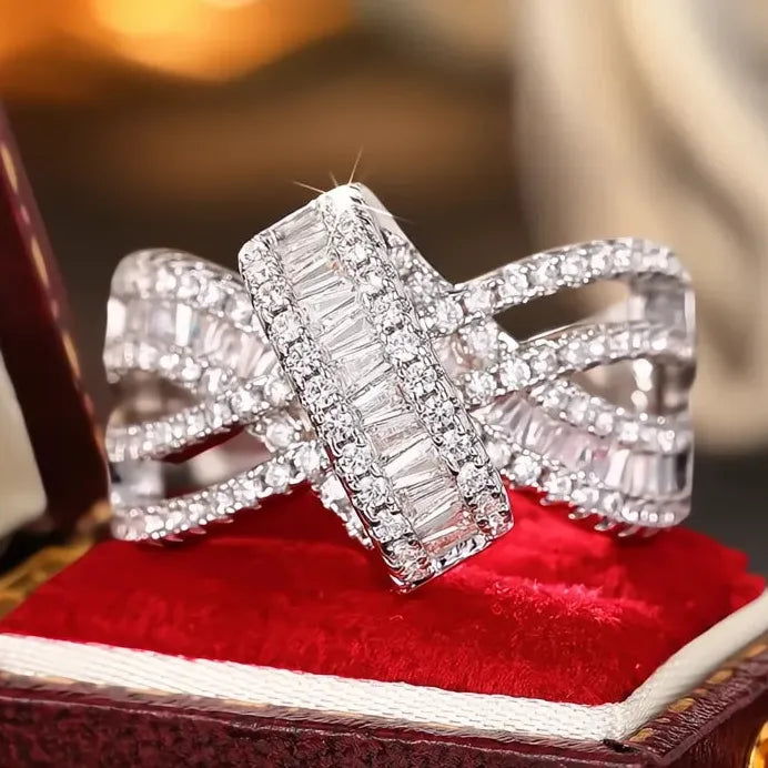 Elegant Bowknot Women’s Cubic Zirconia Brass Cocktail Wedding Ring