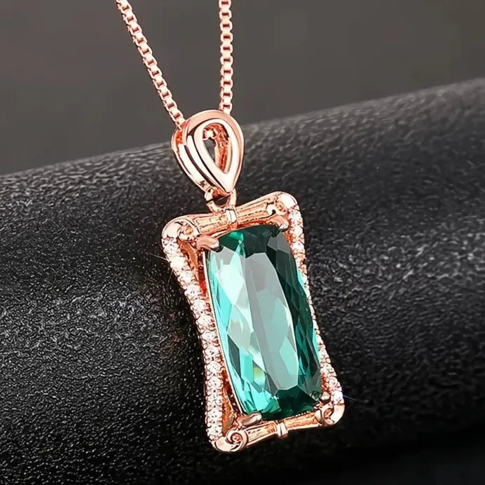 Trendy Brass Cubic Zirconia Geometric Pendant Necklace with Box Chain