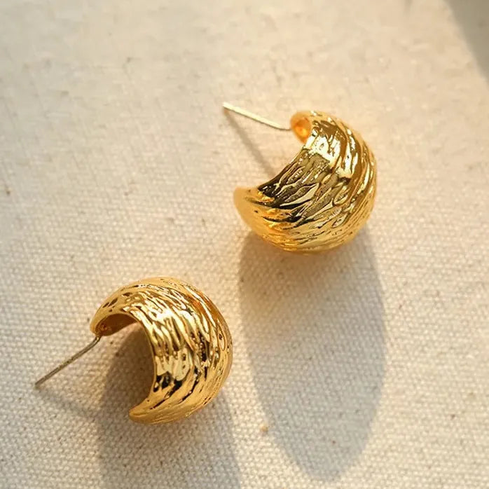 Vintage Geometric C-Shaped Hoop Earrings for Women Statement Jewelry Gift