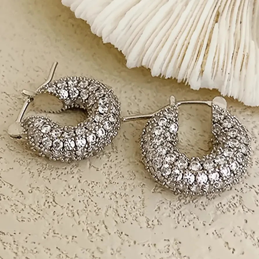 Luxury Small & Large Hoop Earrings for Women Copper Alloy CZ Silver Gold