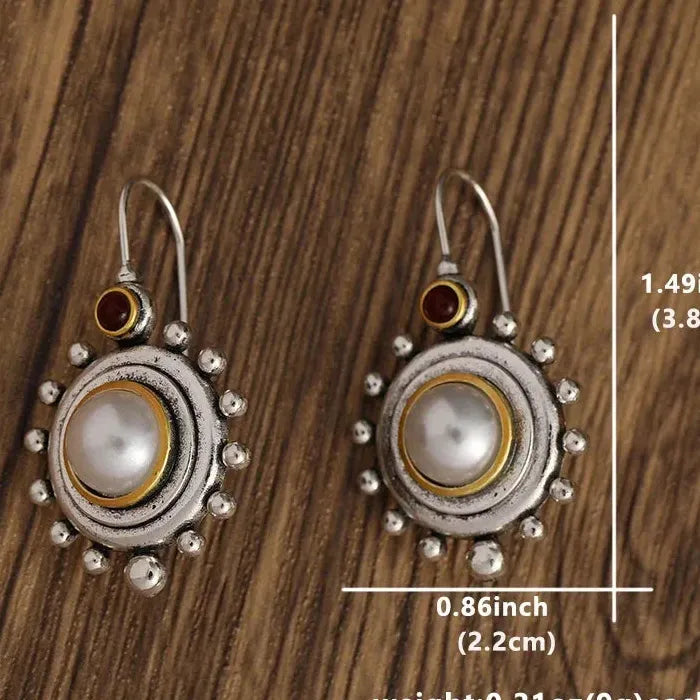 Vintage Bohemian Chic Silver Plated Pearl Drop Earrings for Women Souvenir
