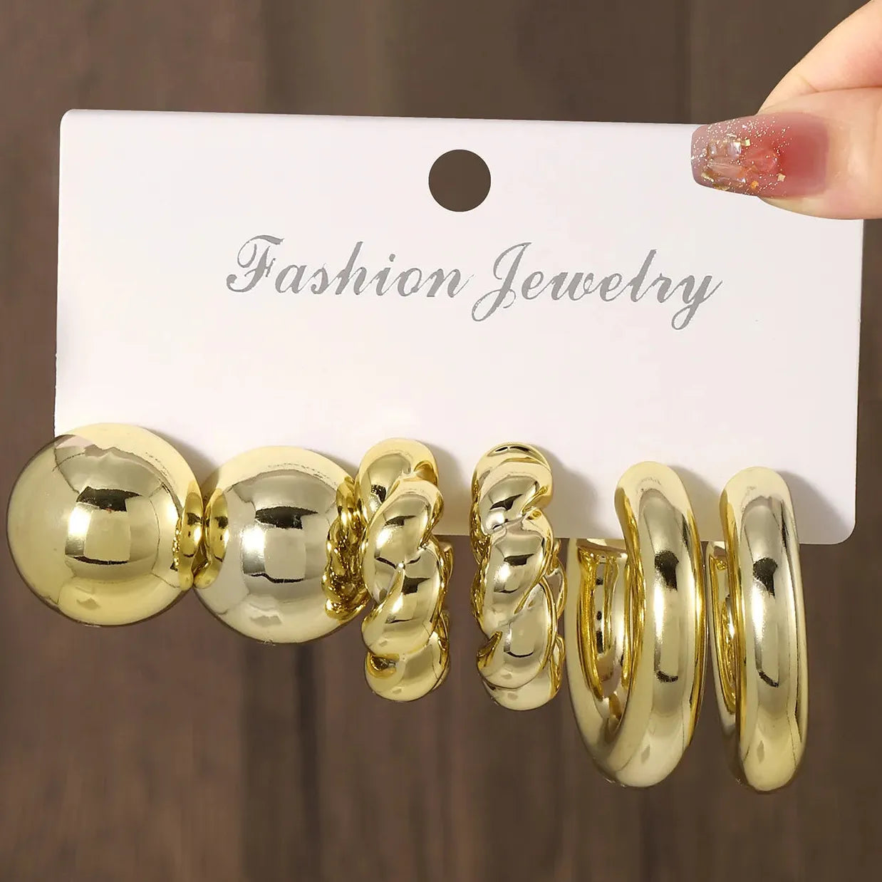 6 Pairs Vintage Gold Heart-Shaped Spiral Water Droplet Earrings for Women