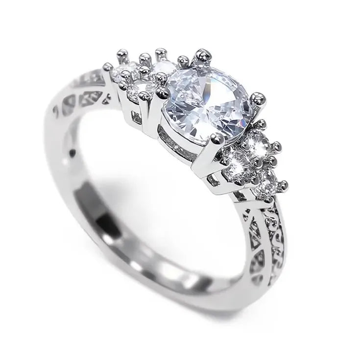 Women’s Wedding Ring Cubic Zirconia Geometric Brass Band Elegant Jewelry