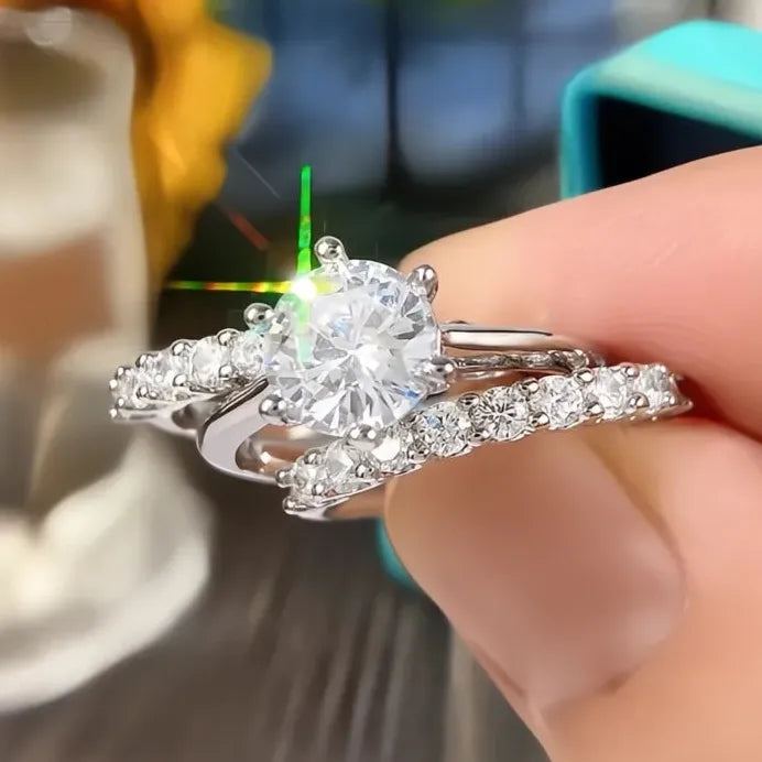 3-Piece Cubic Zirconia Wedding Ring Set for Women Bridal Jewelry