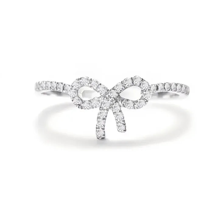 Bowknot Cubic Zirconia Brass Engagement Ring for Women Wedding Jewelry