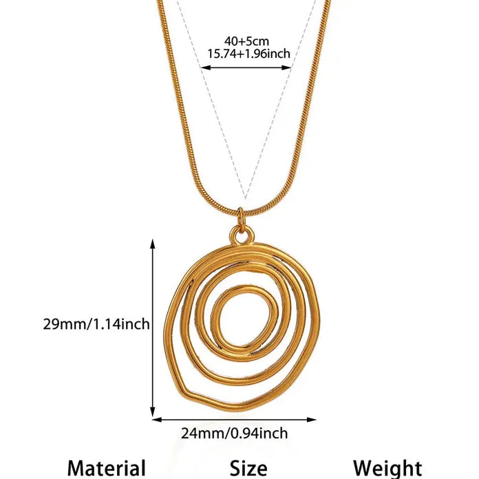 Stainless Steel Spiral Round Geometric Necklace Gold Choker for Women Girls