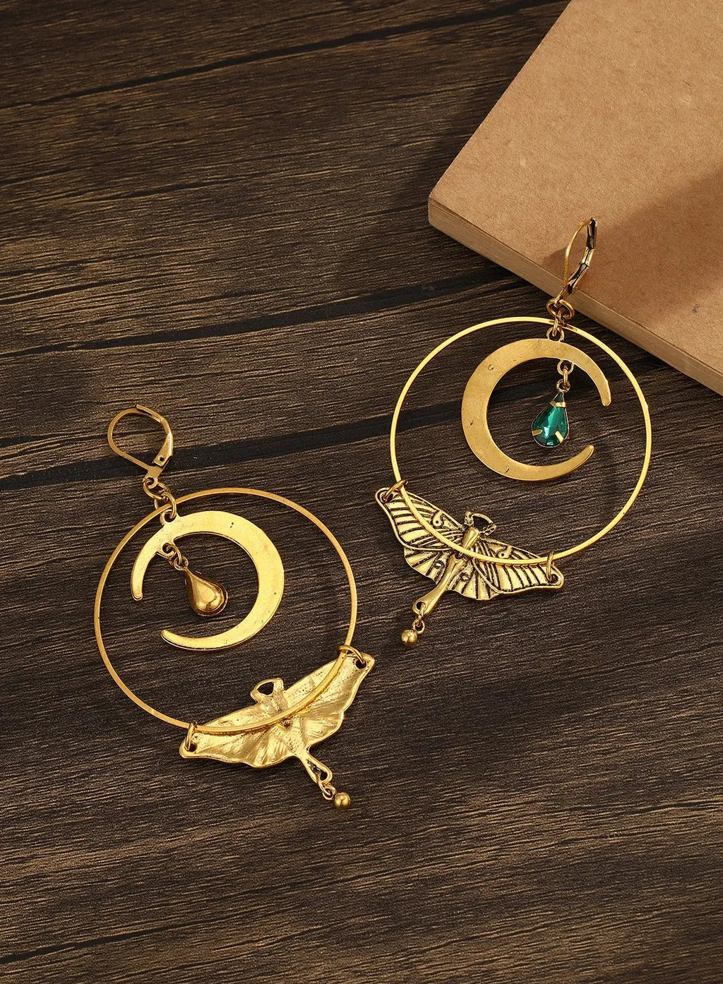 Bohemian Moon Moth Zinc Alloy Earrings for Women, Fashion Jewelry Gift