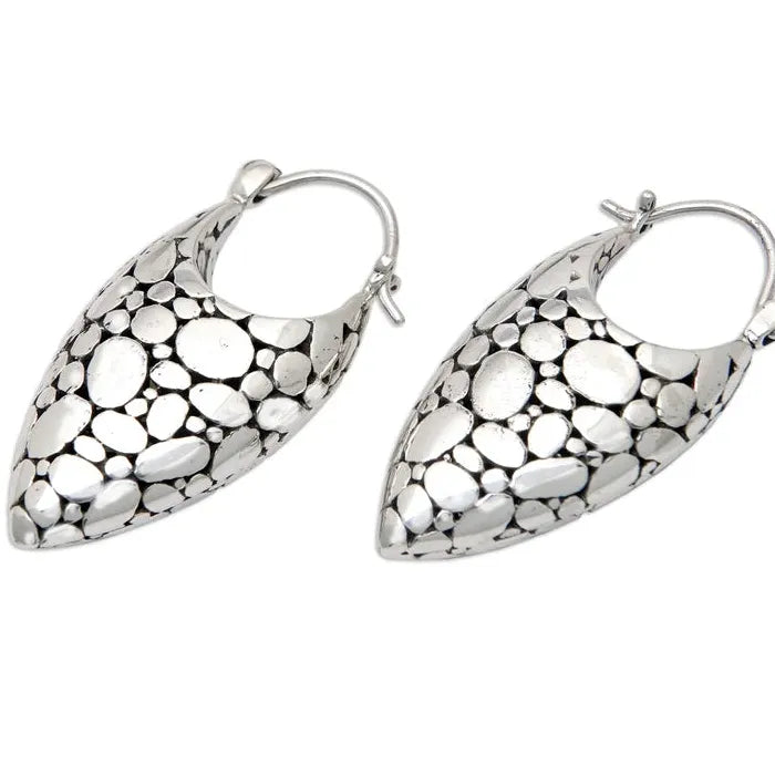 Retro Geometric Zinc Alloy Metal Mesh Hoop Earrings for Women Girls Gift