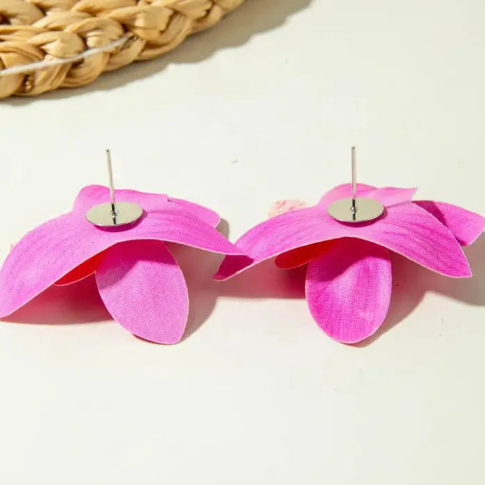 Bohemian Vintage Plant Motif Cotton Stud Earrings for Women Girls Fashion Jewelry
