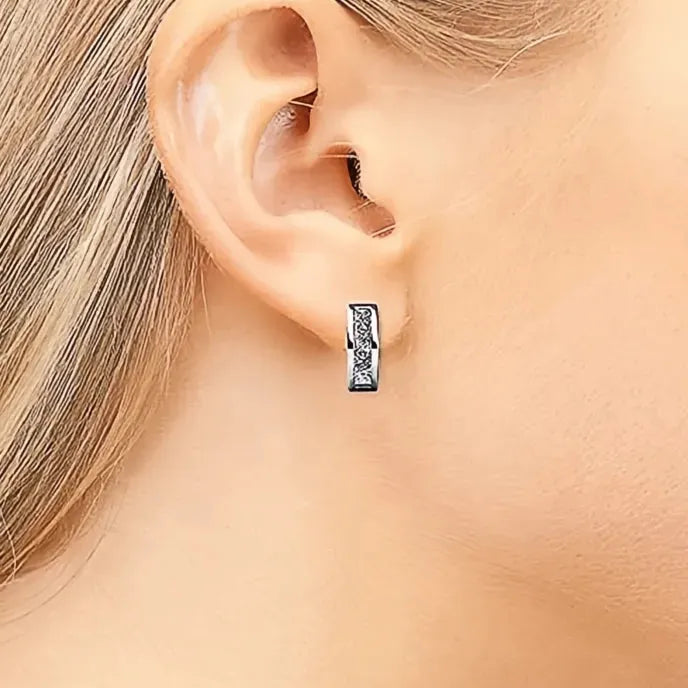 Women’s Geometric Hoop Earrings Copper Alloy with Half Circle Cubic Zirconia Jewelry Gift
