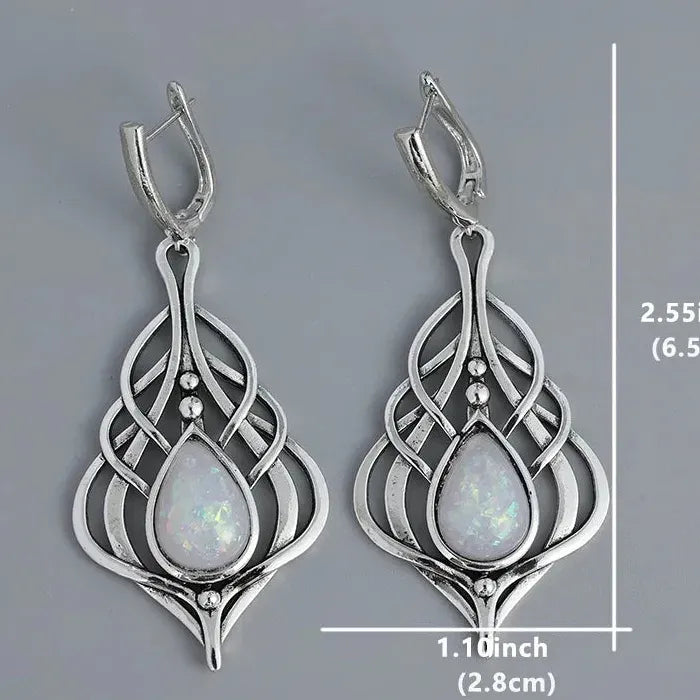 Vintage Bohemian Gothic Synthetic Gemstone Drop Earrings Zinc Alloy Jewelry Gifts Women
