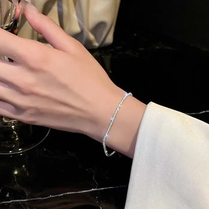 2026 Silver Sparkling Gypsophila Adjustable Chain Bracelet Women Wedding Jewelry