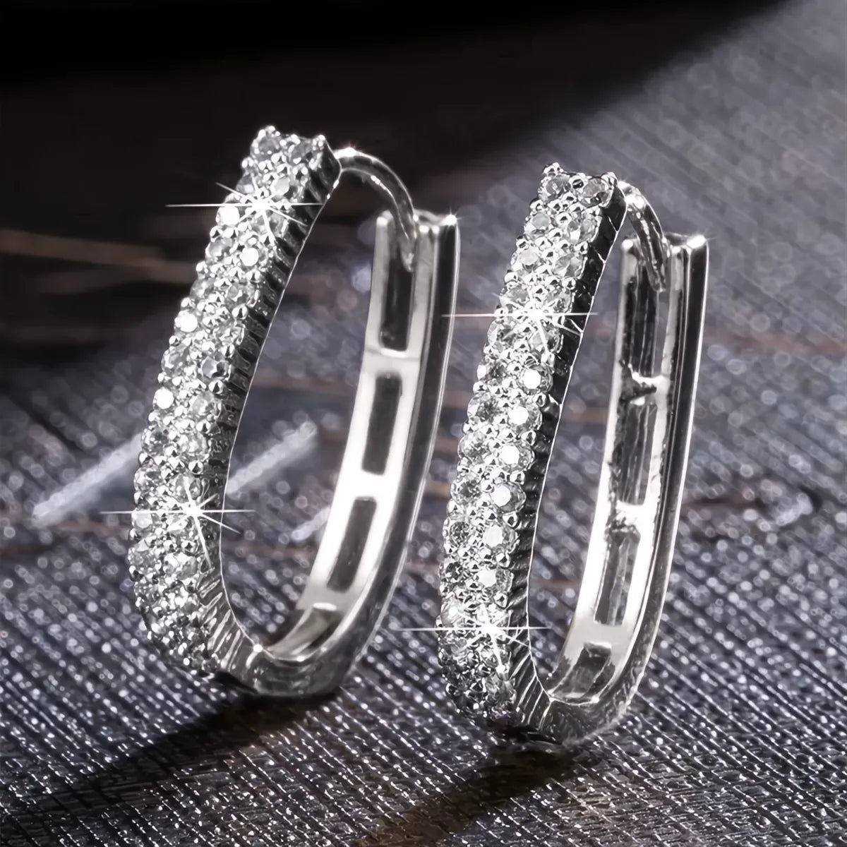 Luxury Full Paved Cubic Zirconia Hoop Earrings for Women Elegant Wedding Party Jewelry