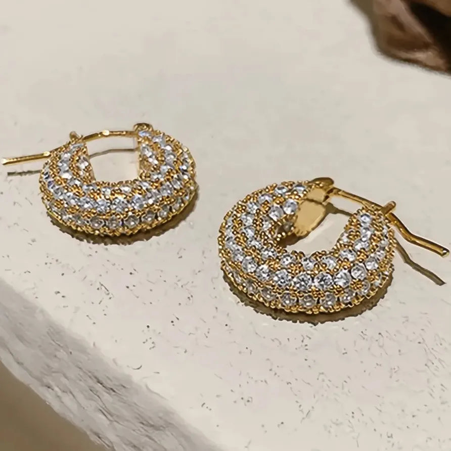 Luxury Small & Large Hoop Earrings for Women Copper Alloy CZ Silver Gold