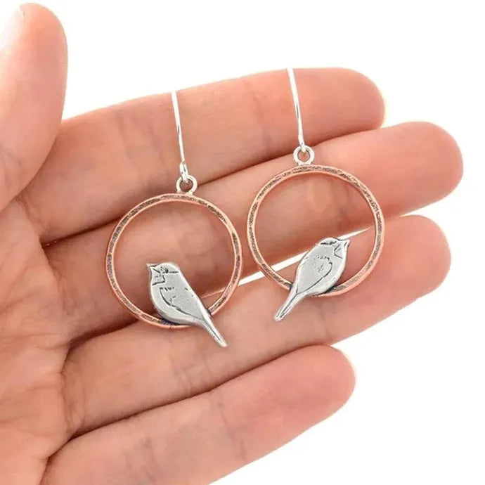 Vintage Bohemian Zinc Alloy Bird Pendant Earrings for Ladies, Cute Animal Jewelry