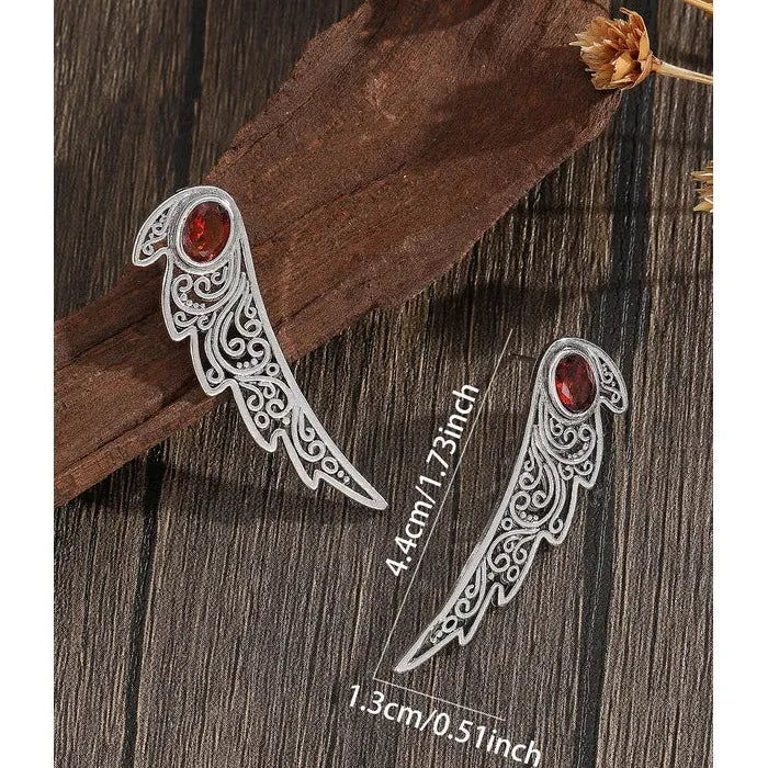 Vintage Indian Tribal Red Resin Bohemian Long Hollow Pendant Earrings for Women