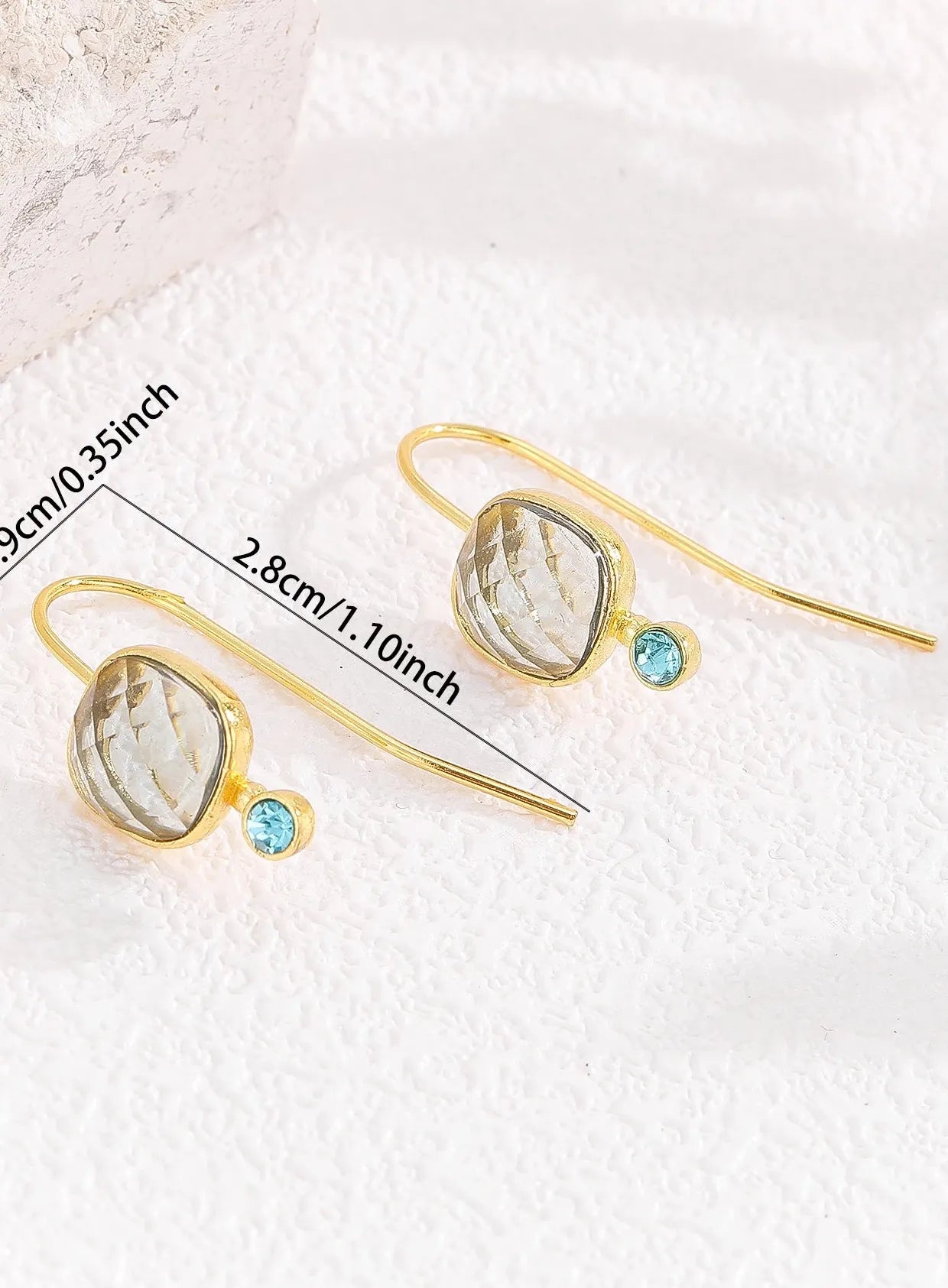 Creative Gold Oval Grey Stone Dangle Earrings for Women Zinc Alloy Jewelry Gift