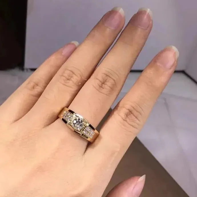 European American Full Diamond Fashion Ring Zinc Alloy Acrylic Women Jewelry