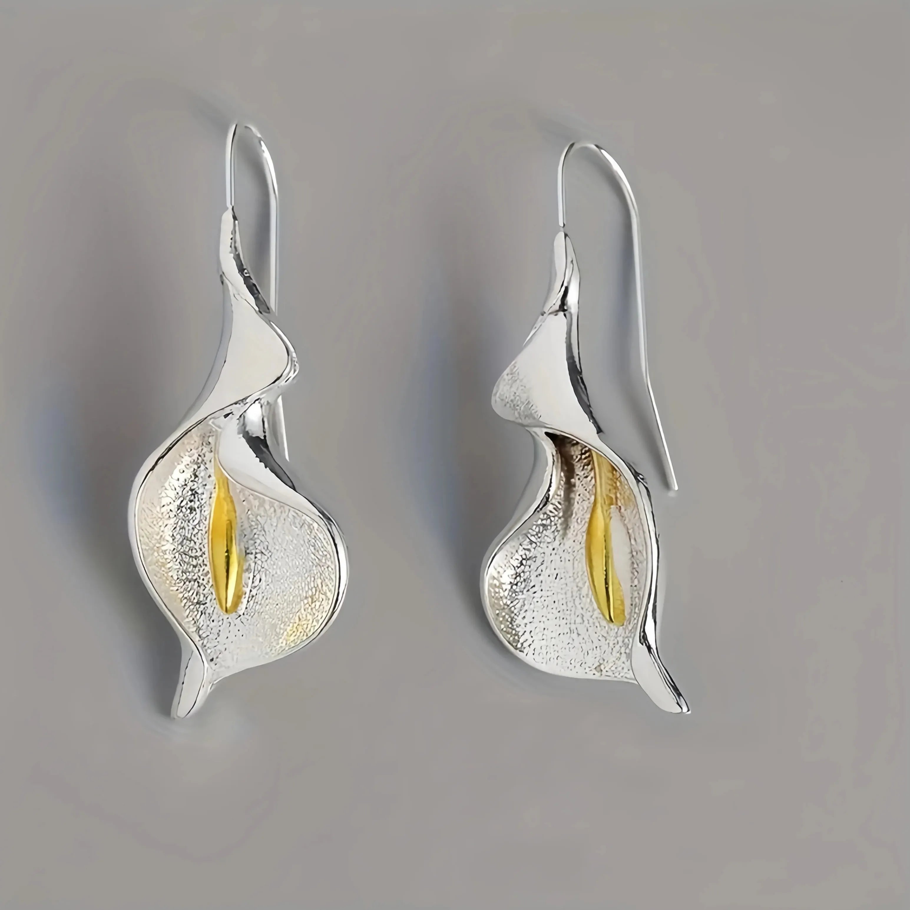 Blooming Flower Hook Earrings for Women Zinc Alloy Gold Silver Dangle Jewelry