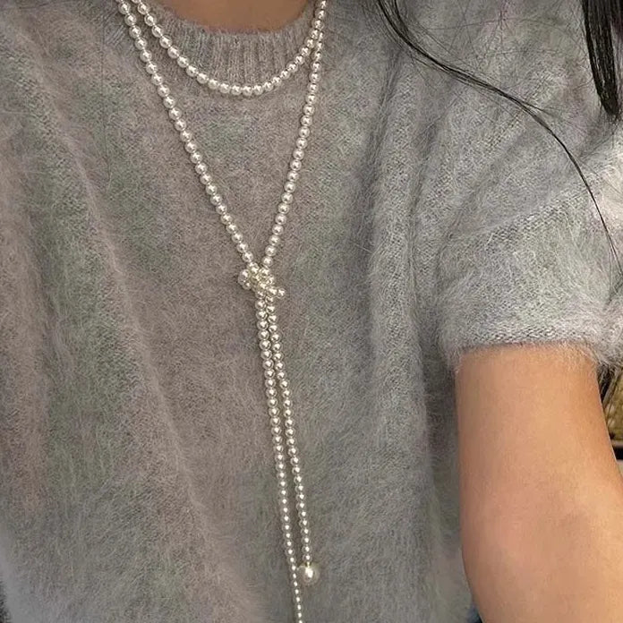 Vintage Gray Imitation Pearl Choker Necklace for Women Elegant Handmade Jewelry