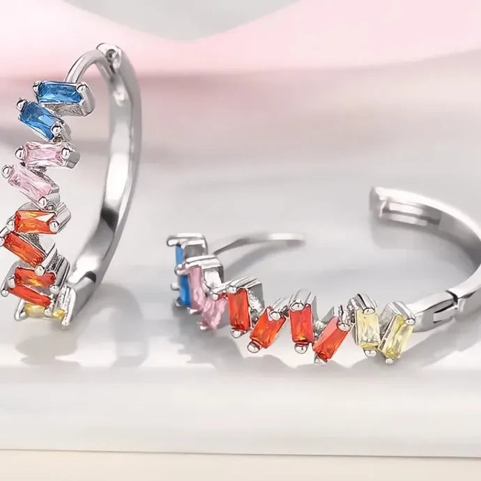 Elegant Multi-Color Geometric Hoop Earrings for Women Wedding Jewelry Brass