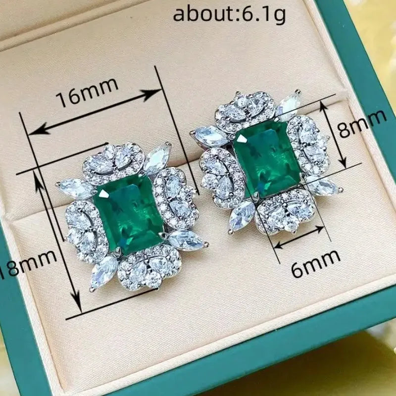 Sunflower Shape Copper Stud Earrings Women Oval Cubic Zirconia Jewelry